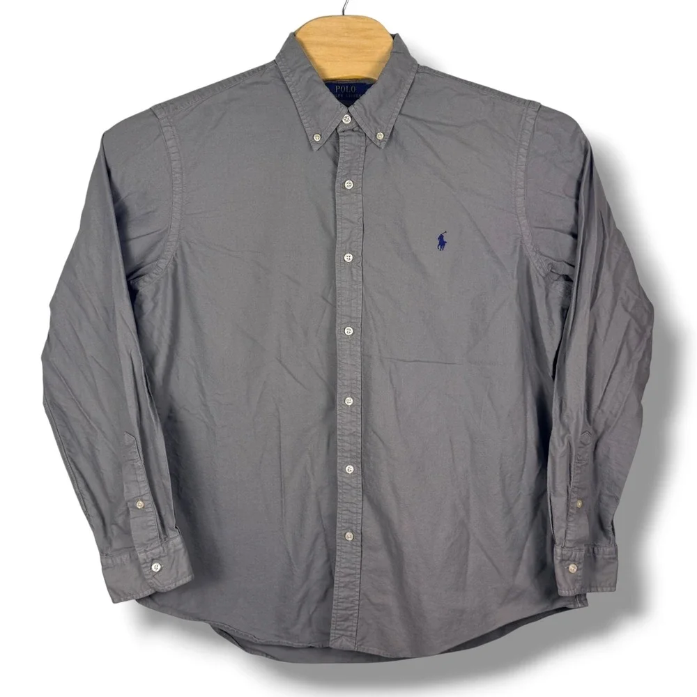 Polo Ralph Lauren Button Down Men XL Grey Classic Fit Cotton Long Sleeve Solid